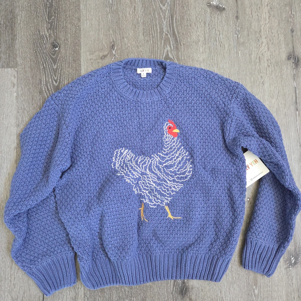 Molly Yeh Tractor Supply Blue Rooster Sweater